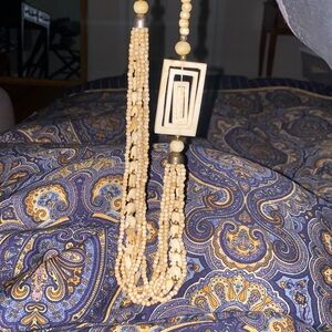 Vintage bone multi strands carved elephant and bead necklace